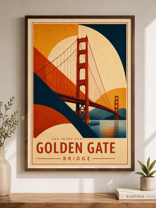 Golden Gate Bridge Print, San Francisco Wall Art, Abstract Travel Poster