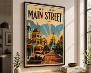 Disneyland Paris, I'll Meet You on Main Street Print, Theme Park Travel Poster