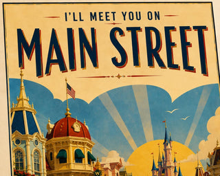 Disneyland Paris, I'll Meet You on Main Street Print, Theme Park Travel Poster