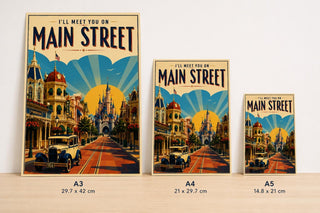 Disneyland Paris, I'll Meet You on Main Street Print, Theme Park Travel Poster