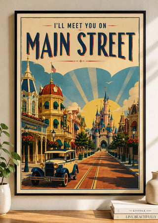 Disneyland Paris, I'll Meet You on Main Street Print, Theme Park Travel Poster