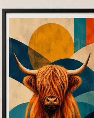 Highland Cow Wall Abstract Art Print