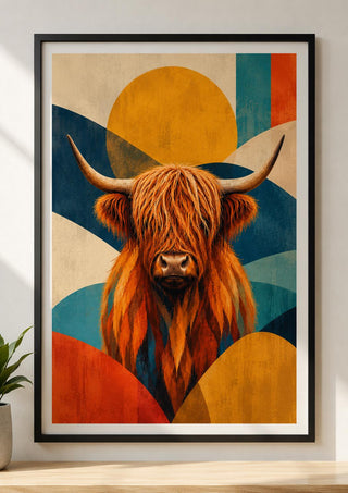 Highland Cow Wall Abstract Art Print
