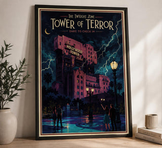 Hollywood Tower Hotel Vintage Travel Poster