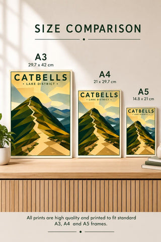 Catbells, Lake District Print, Travel Poster