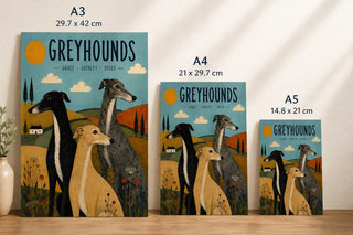Greyhound Wall Art Print, Simple Folk Art Dog Poster