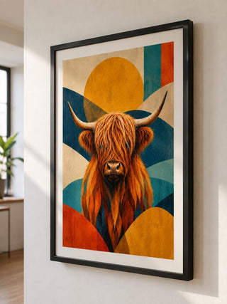 Highland Cow Wall Abstract Art Print