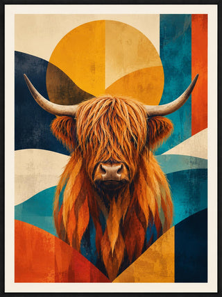 Highland Cow Wall Abstract Art Print