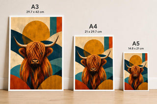 Highland Cow Wall Abstract Art Print