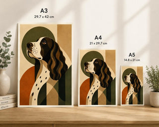 Abstract Springer Spaniel Print, Mid Century Dog Wall Art