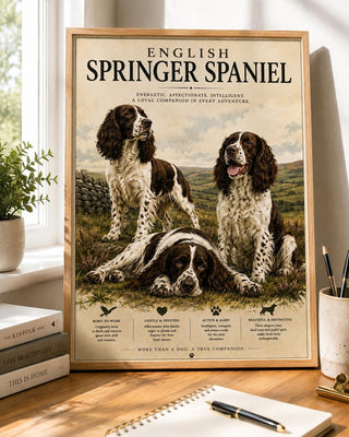 English Springer Spaniel Print,Vintage Style