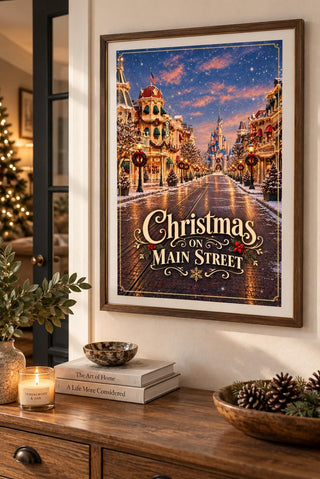 Christmas on Main Street Print, Magical Disneyland Poster