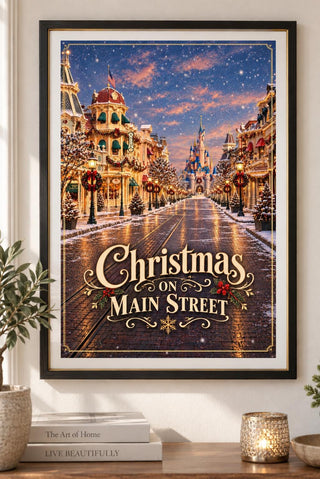 Christmas on Main Street Print, Magical Disneyland Poster