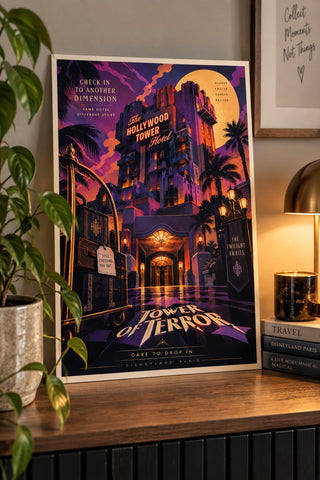 Tower of Terror Poster, Disneyland Paris Inspired Wall Art, Hollywood Hotel Print, Retro Art Deco Theme Park Decor, DLP Gift