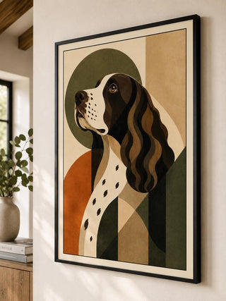 Abstract Springer Spaniel Print, Mid Century Dog Wall Art