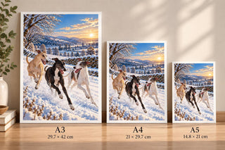 Greyhound Snow Print, Winter Dog Poster