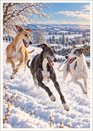 Greyhound Snow Print, Winter Dog Poster
