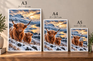 Highland Cow Print, Winter Wall Art