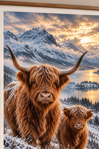 Highland Cow Print, Winter Wall Art