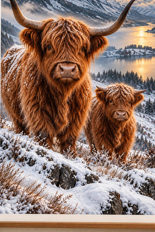 Highland Cow Print, Winter Wall Art