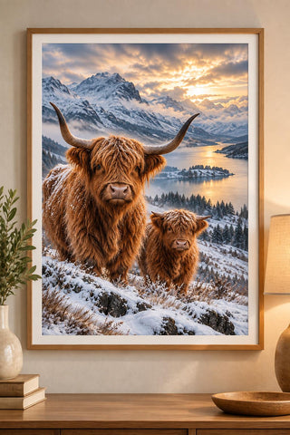 Highland Cow Print, Winter Wall Art
