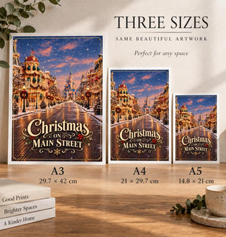 Christmas on Main Street Print, Magical Disneyland Poster