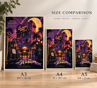 Tower of Terror Poster, Disneyland Paris Inspired Wall Art, Hollywood Hotel Print, Retro Art Deco Theme Park Decor, DLP Gift