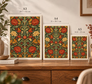 William Morris Inspired Autumn Print, Burnt Orange