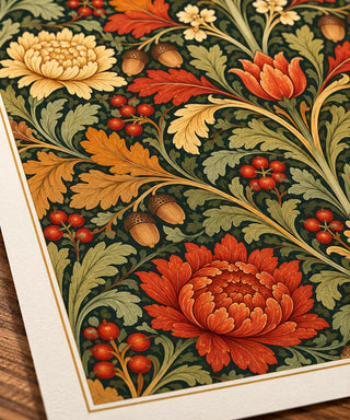 William Morris Style Gallery Wall Set of 3 Prints, Autumn Botanical