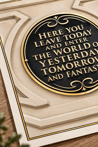 Disney Entrance Plaque, Here You Leave Today Quote Print