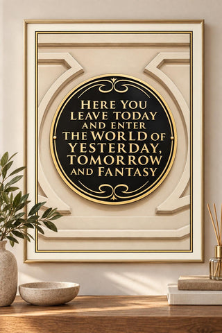 Disney Entrance Plaque, Here You Leave Today Quote Print