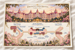 Disneyland Hotel Paris, Luxury Hotel Map Print