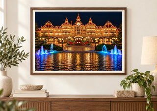 Disneyland Hotel Paris at Night Print