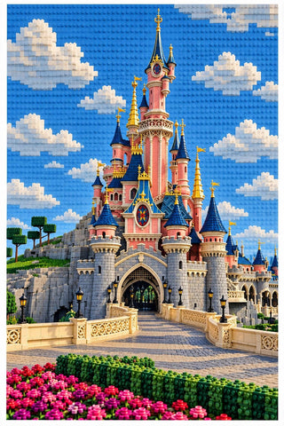 Disneyland Paris, Fairytale Castle Building Lego Style Art Print