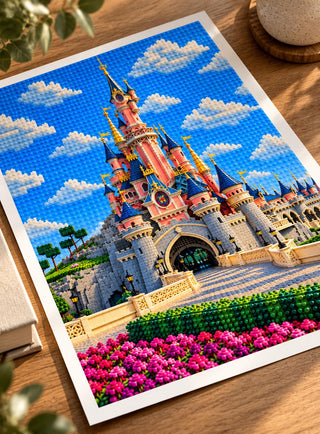 Disneyland Paris, Fairytale Castle Building Lego Style Art Print