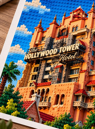Hollywood Tower of Terror Hotel Lego Style Art