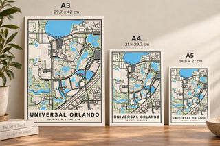 Universal Orlando Map Print, Florida Wall Art