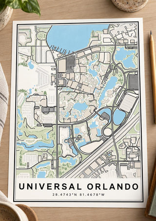 Universal Orlando Map Print, Florida Wall Art