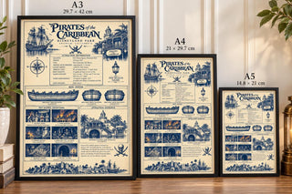 Pirates of the Caribbean Blueprint Print, Disneyland Anaheim Poster,