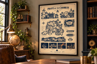 Disneyland Paris Pirates of the Caribbean Blueprint Print