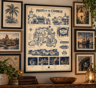 Disneyland Paris Pirates of the Caribbean Blueprint Print