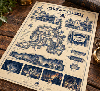Disneyland Paris Pirates of the Caribbean Blueprint Print