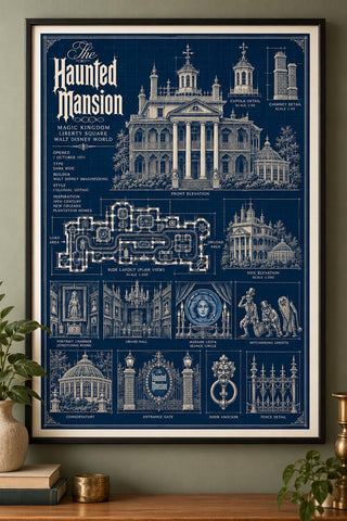 Haunted Mansion Blueprint Print ,Magic Kingdom Wall Art
