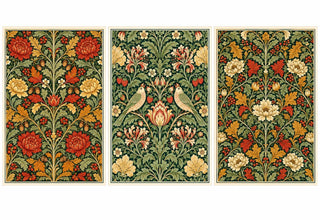 Set of 12 A6 Botanical Postcards – 3 Vintage Floral Designs, William Morris