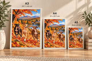 Greyhound Autumn Wall Art Print