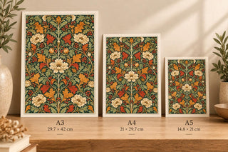 William Morris Autumn Print, Green Orange Style
