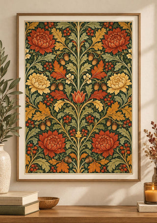 William Morris Inspired Autumn Print, Burnt Orange