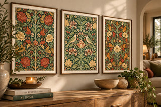 William Morris Style Gallery Wall Set of 3 Prints, Autumn Botanical