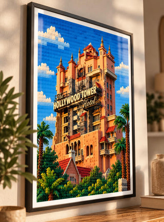 Hollywood Tower of Terror Hotel Lego Style Art