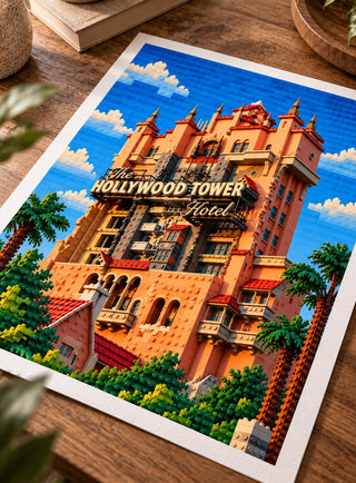 Hollywood Tower of Terror Hotel Lego Style Art